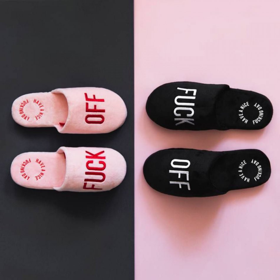 Fuck Off Slippers Black