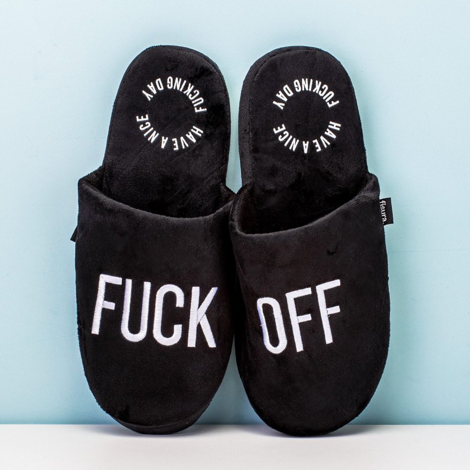 Fuck Off Slippers Black